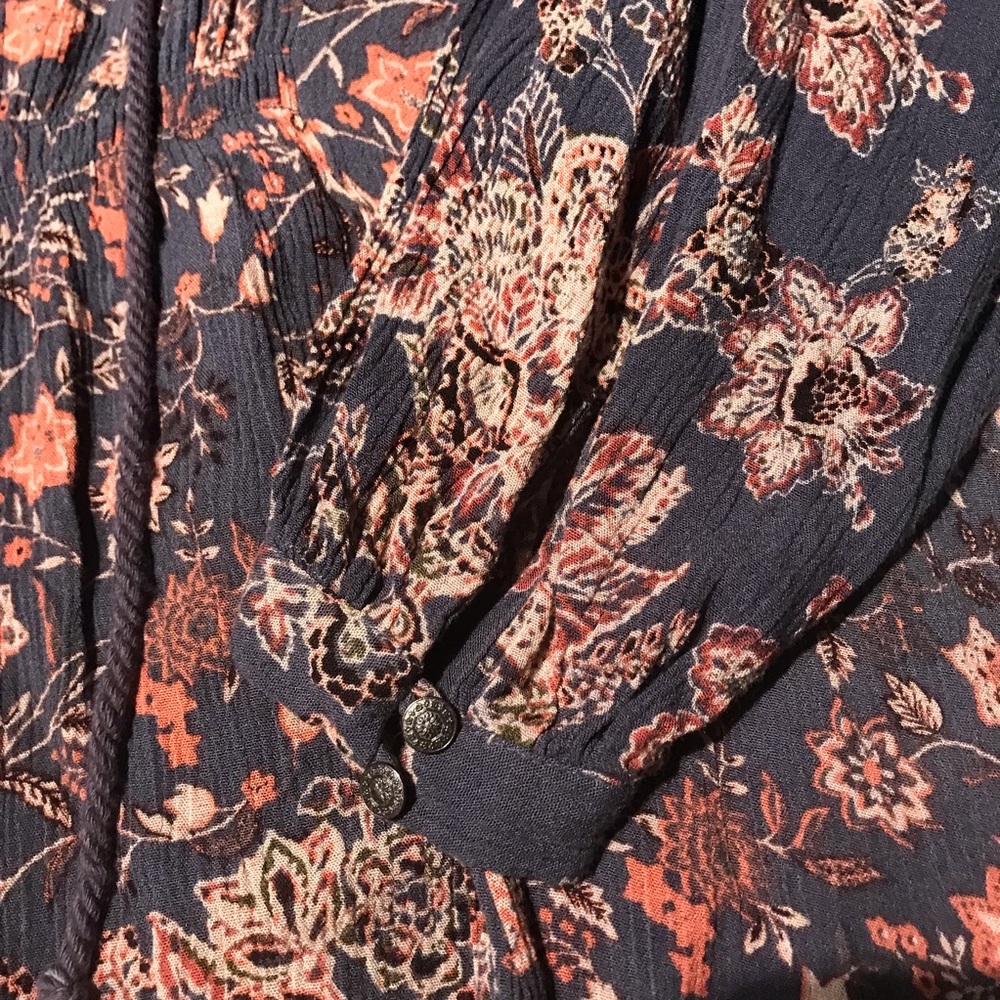 Free People Lucky Loosey Bohemian Mini Dress in Indigo Combo Size XS - Picture 6 of 10